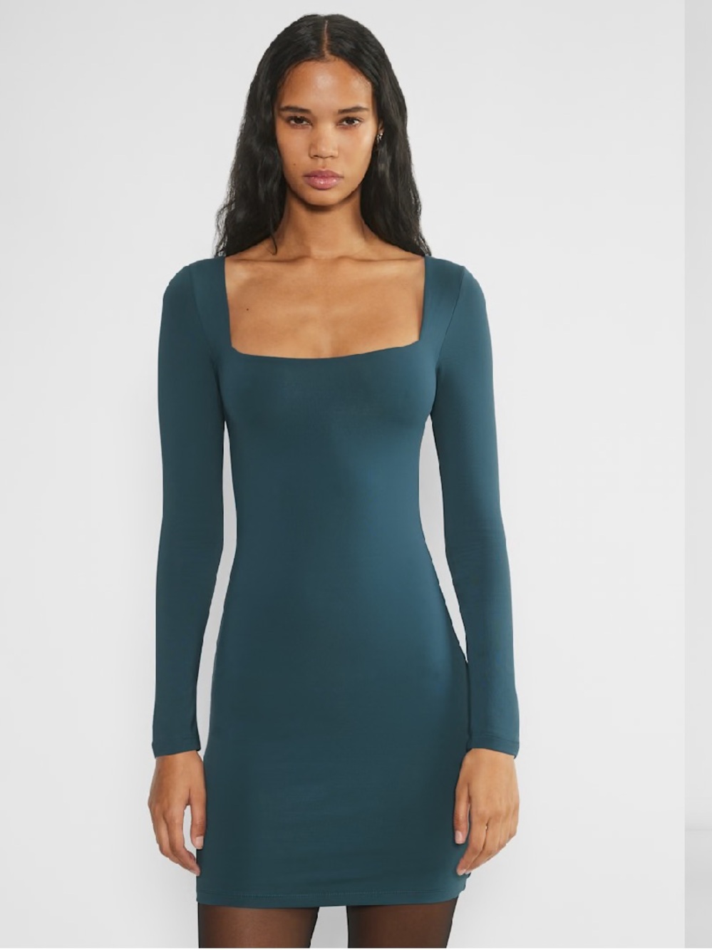 Aritzia Babaton Contour Squareneck Longsleeve Mini Tourmaline Teal Size M